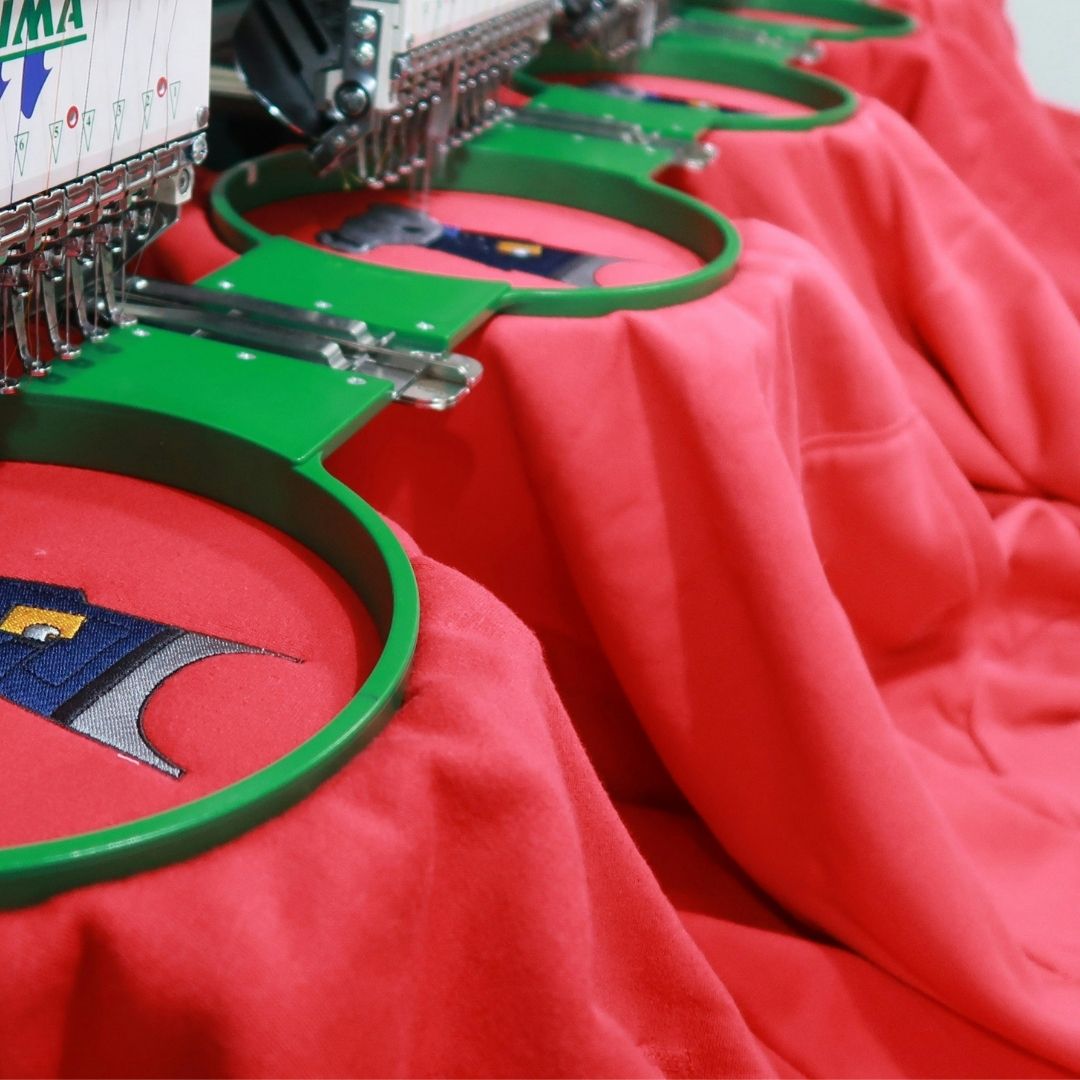 shirts being embroidered